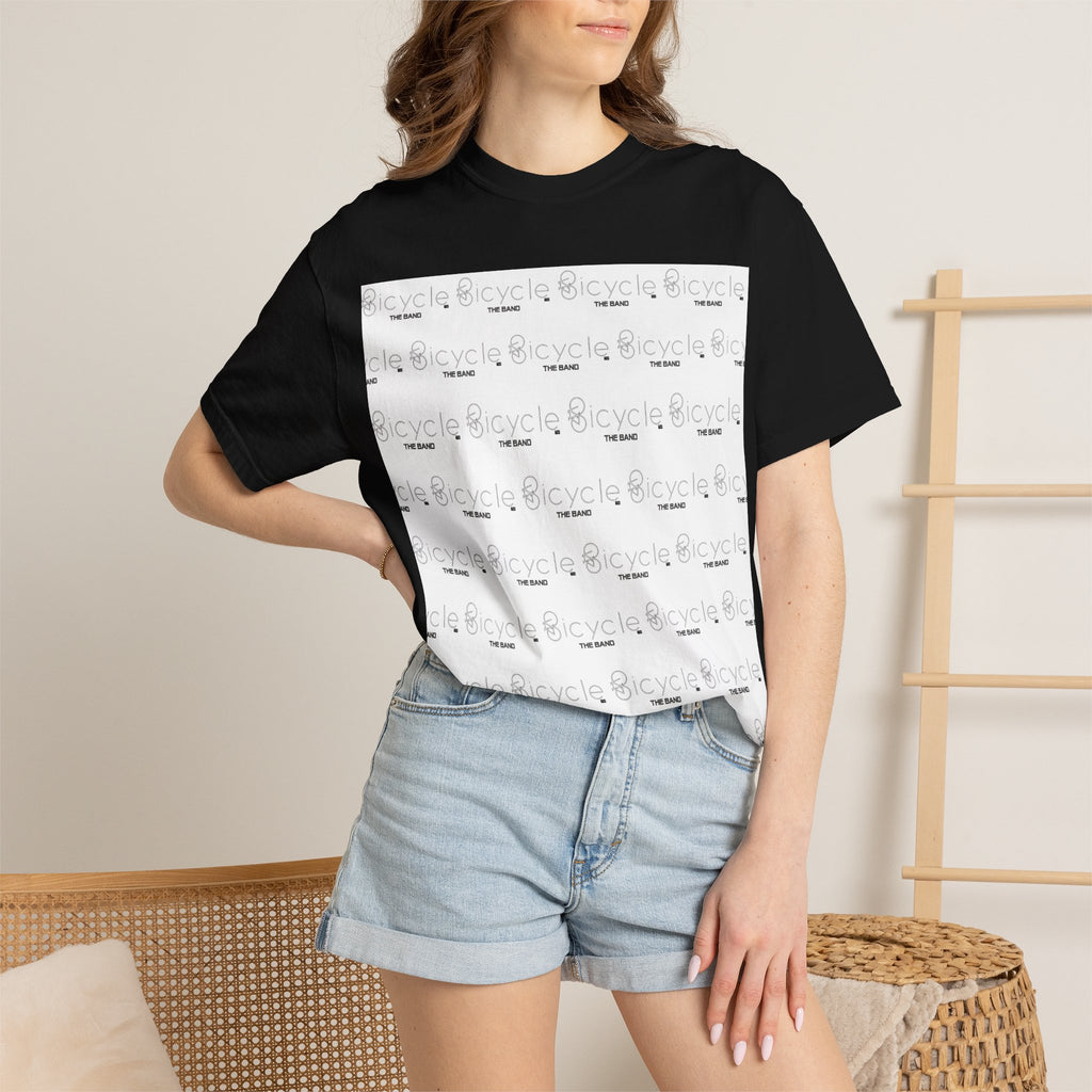 Bicycle Pattern T-Shirt — Repeating Logo Tee