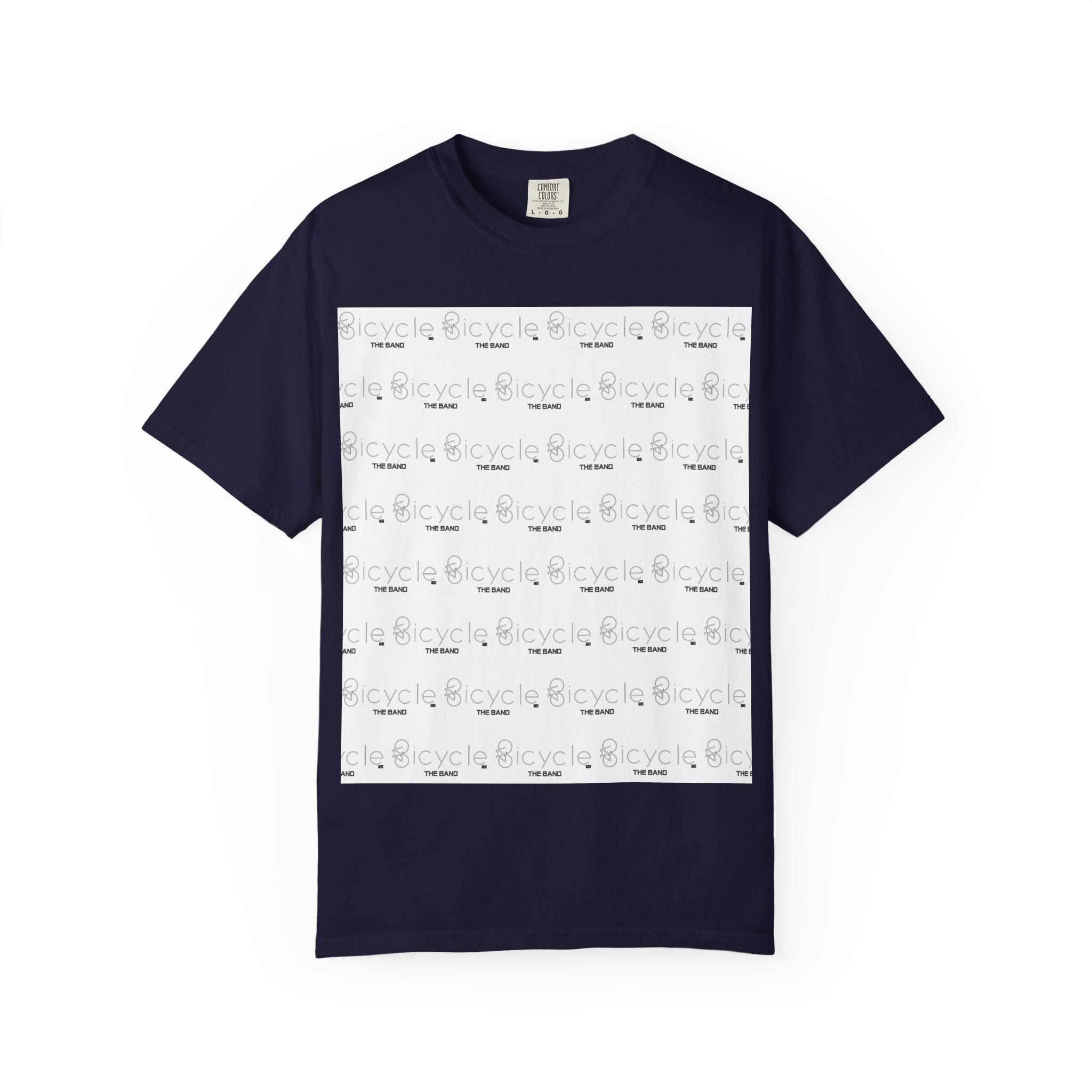 Bicycle Pattern T-Shirt — Repeating Logo Tee