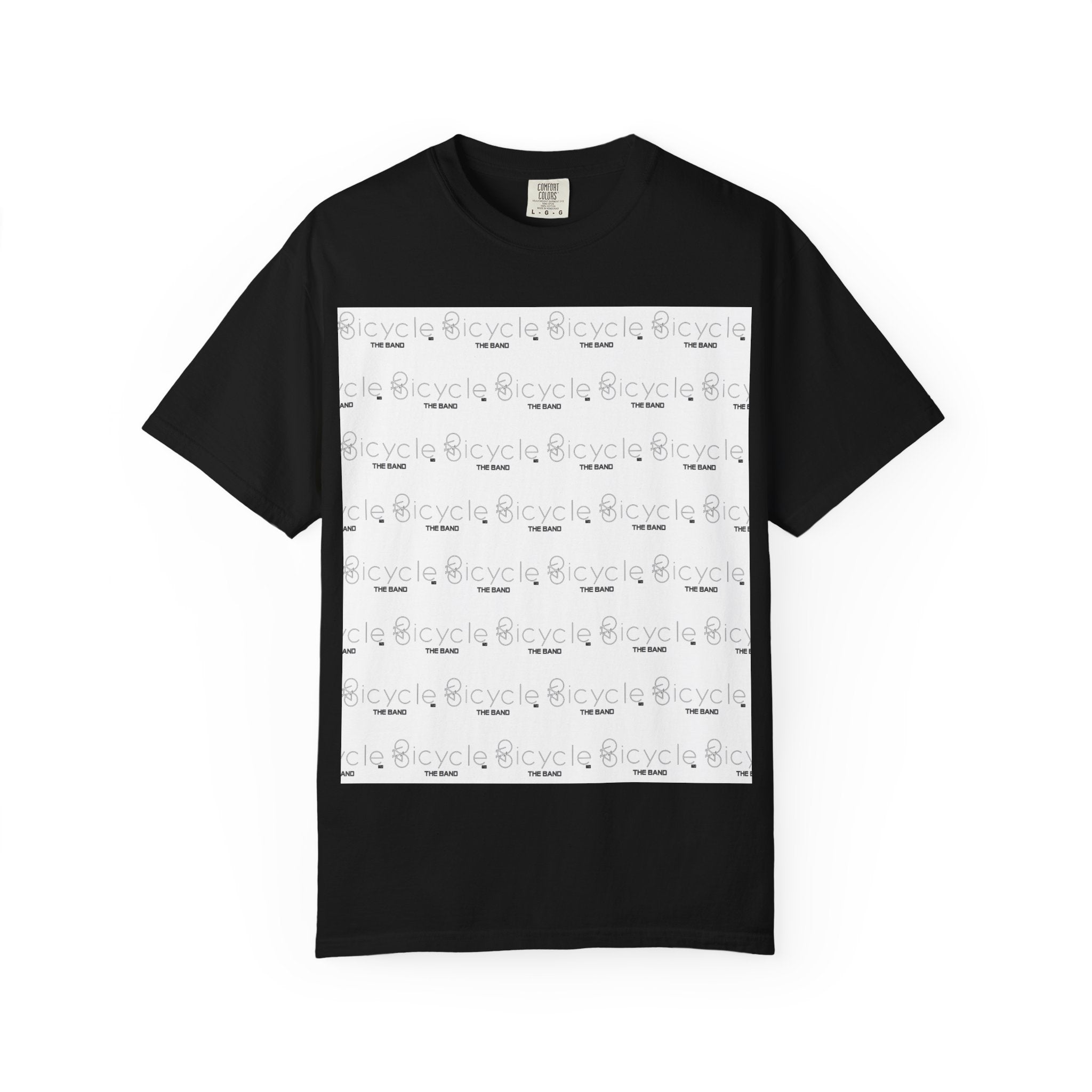 Bicycle Pattern T-Shirt — Repeating Logo Tee