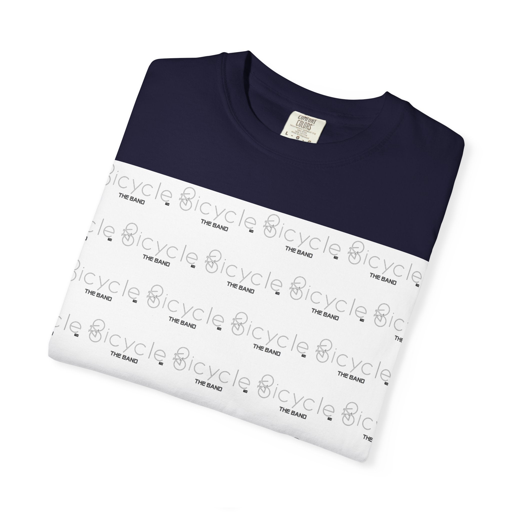 Bicycle Pattern T-Shirt — Repeating Logo Tee